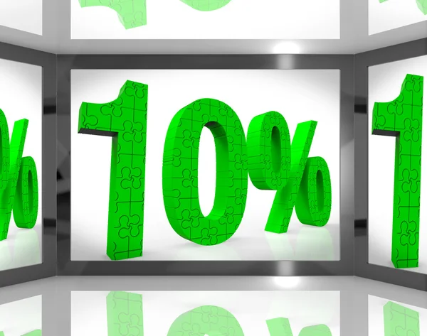 Diez por ciento en pantalla mostrando ventas y bonos — Foto de Stock