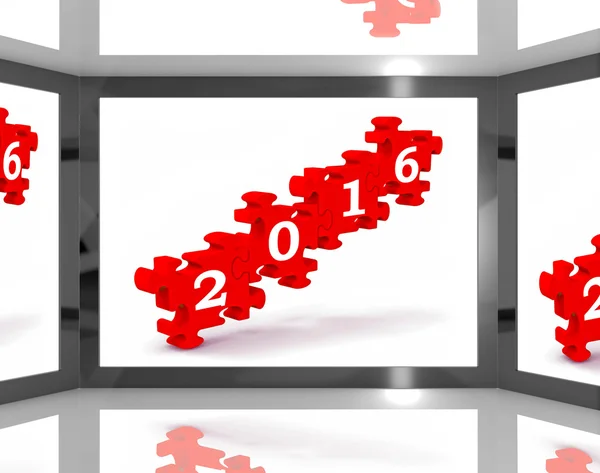 2016 en pantalla muestra predicciones —  Fotos de Stock