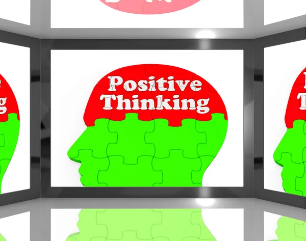 Positive Thinking On Screen Shows Interactive TV Shows — Stock Photo, Image