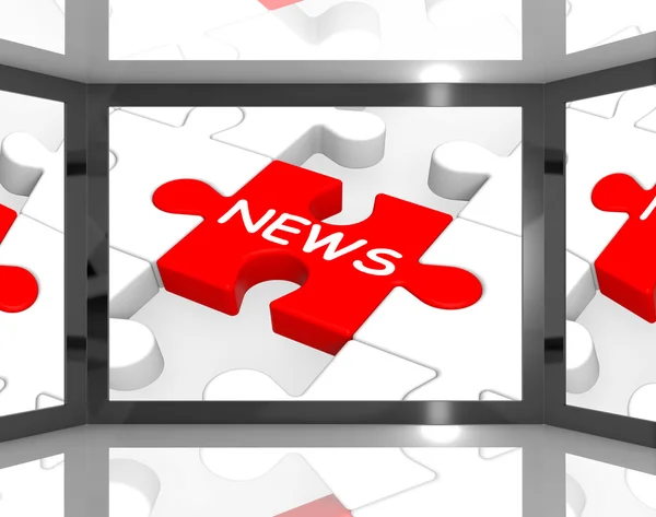 News On Screen Showing News Anchorman — Stock Photo, Image