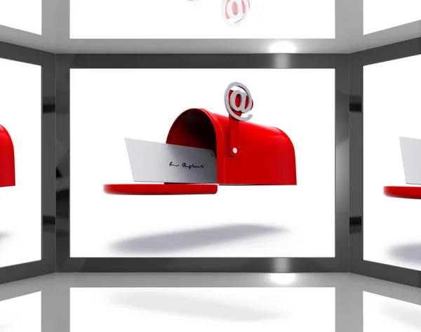 Mailbox On Screen Shows Electronically Mailing — Stock Photo, Image