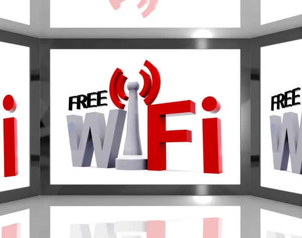 Free Wifi On Screen Showing Television With Internet Access — Stock Photo, Image