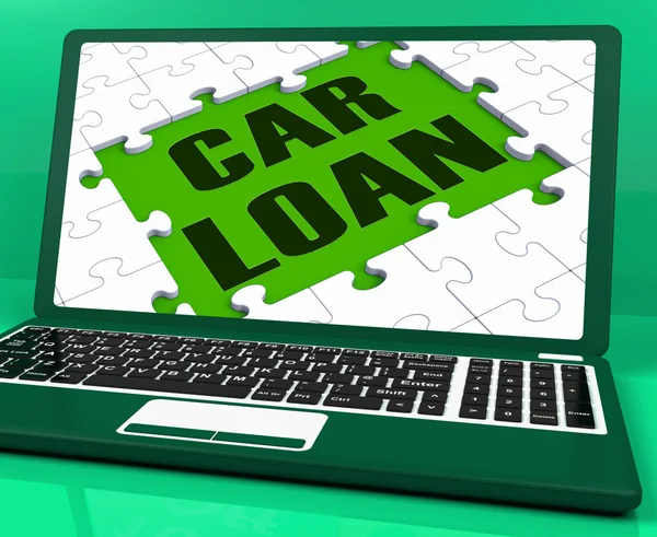 Car Loan On Laptop Shows Automobile Sales Website — Stock Photo, Image