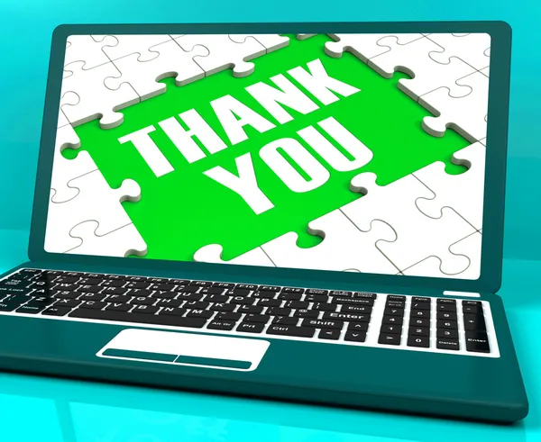 Thank You On Laptop Shows Appreciation — Stock Photo, Image