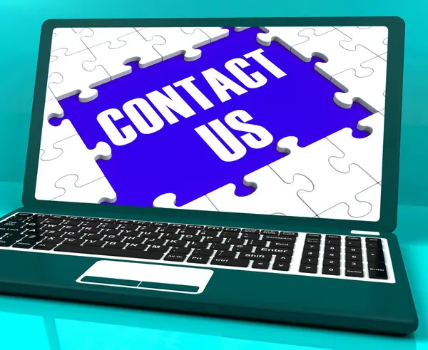 Contact Us On Laptop Shows Website Support And Assistance — Stock Photo, Image