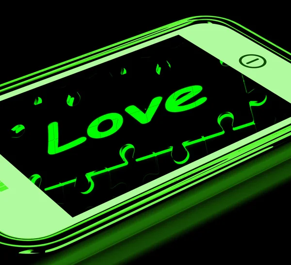 Miłość na smartphone Wyświetlono romantyczne smsy — Zdjęcie stockowe