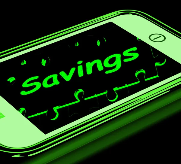 Savings On Smartphone Showing Monetary Growth — Stock Photo, Image