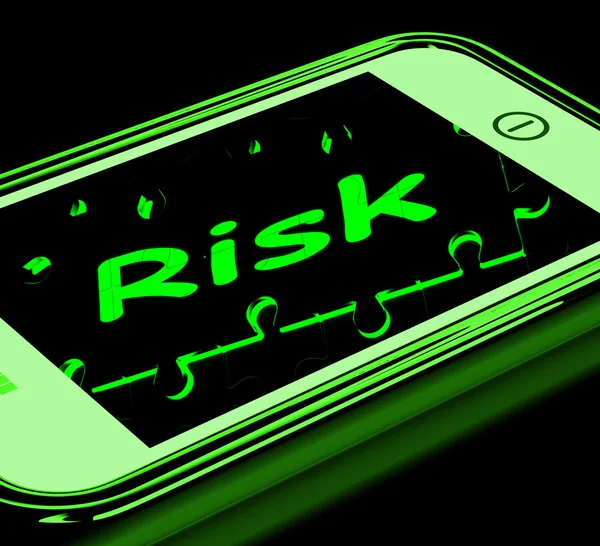 Risk On Smartphone Shows Unstable Situation — Stock Photo, Image