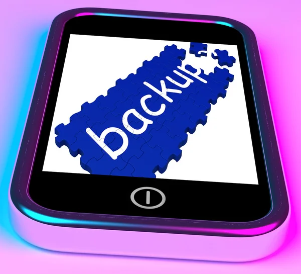 Backup On Smartphone Shows Contacts Recovery — Stock Photo, Image