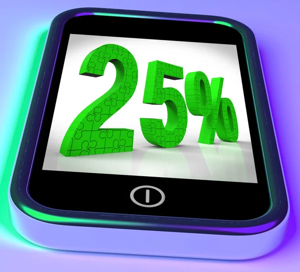 Twenty Five Percent On Smartphone Shows 25 Percent Off And Clearances — Stock Photo, Image