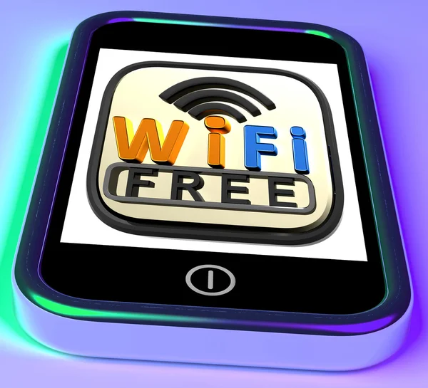 Wifi Free On Smartphone Shows Free Internet Broadcasting — Stock Photo, Image
