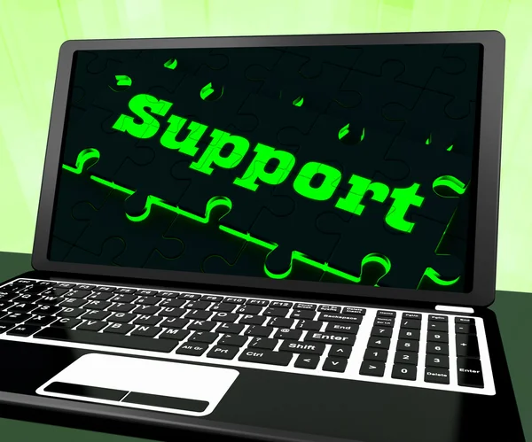 Supporto su computer portatile mostra supporto online — Foto Stock