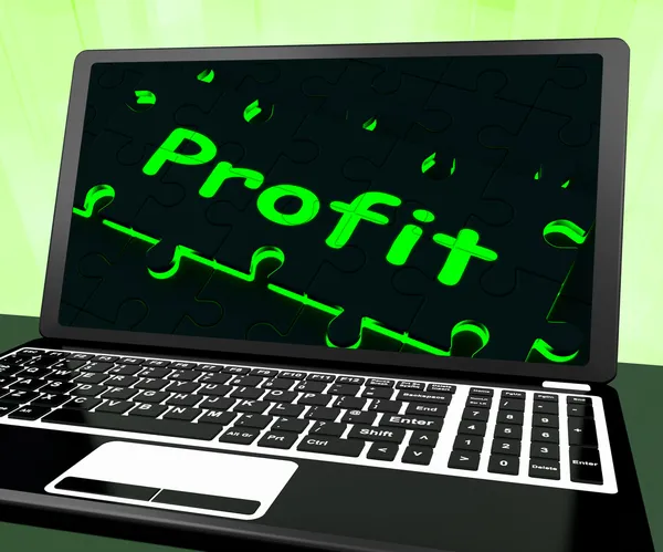 Profit On Laptop Shows Profitable Earns — Stock Photo, Image