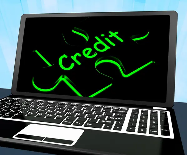 Credit Puzzle On Laptop Shows Ecommerce — Stock Photo, Image