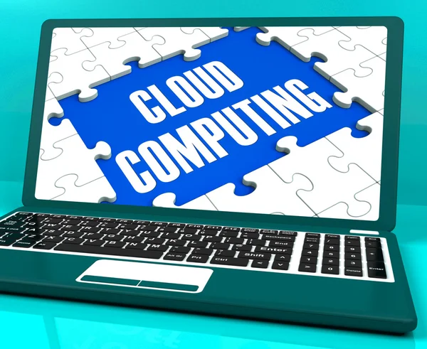 Cloud computingu na notebooku ukazuje online obchodní strategie — Stock fotografie