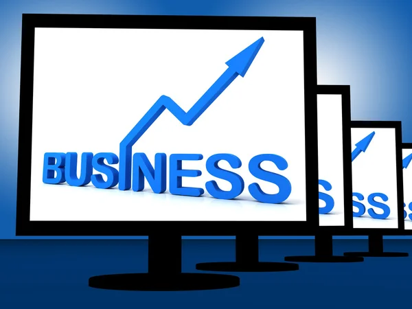 Business On Monitors Showing Corporate Progress — Stock Photo, Image