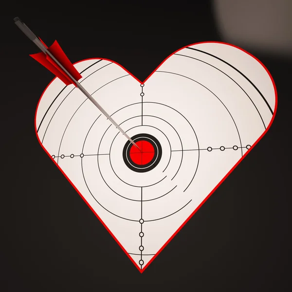 Heart Target Shows Successful Winner In Love — Stock Photo, Image