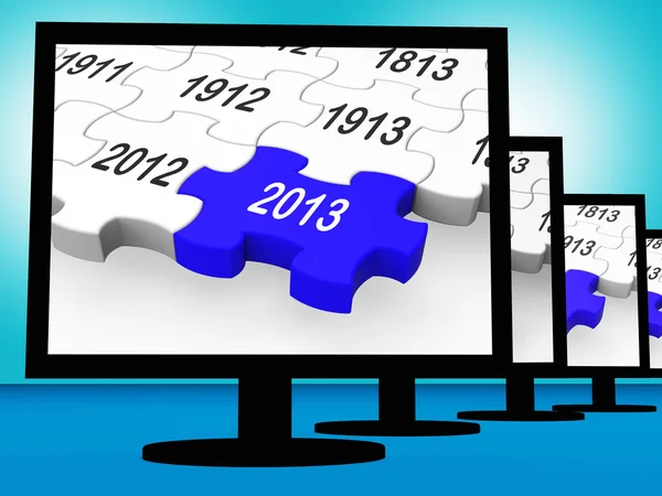 2013 On Monitors Shows Future Year — Stock Photo, Image