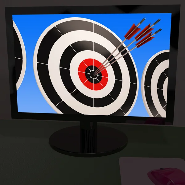 Arrows On Monitor Showing Efficiency — Stock Photo, Image