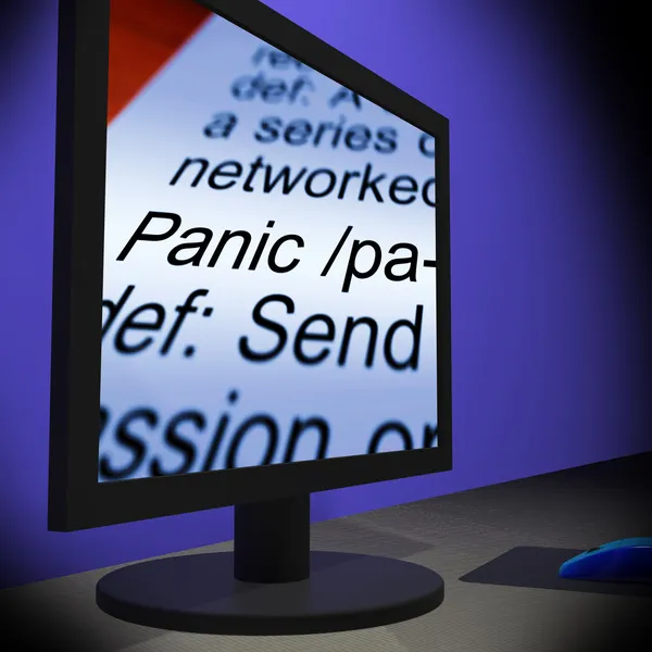 Pânico no monitor mostra pânico — Fotografia de Stock