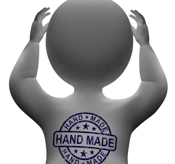 Hand Made Stamp On Man Shows Original Handmade — Stock Photo, Image