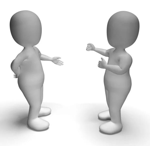 Discussion Between Two 3d Characters Showing Communication — Stock Photo, Image