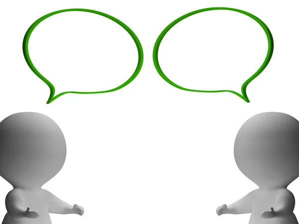 Bolhas de fala e personagens 3d mostrando discussão e fofoca — Fotografia de Stock