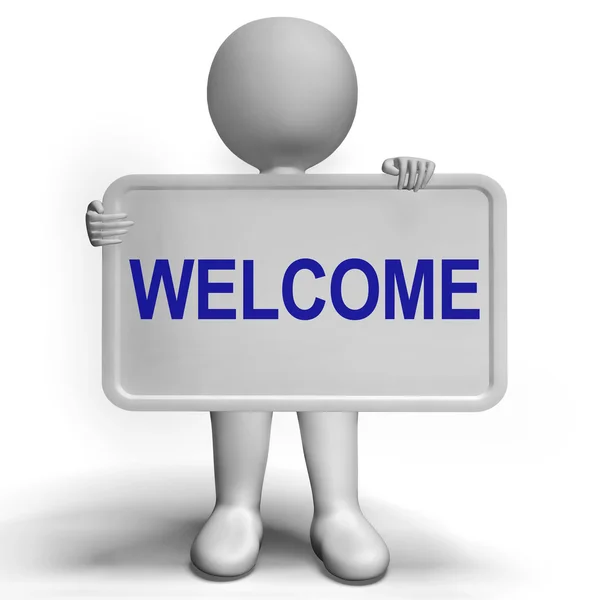 Welcome Sign Showing Hello Greeting Or Hospitality — Stock Photo, Image