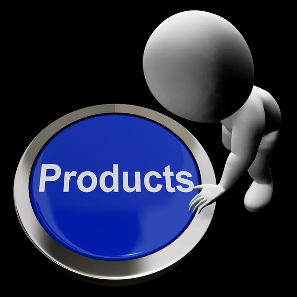 Products Computer Button Shows Internet Shopping For Goods — Stock Photo, Image