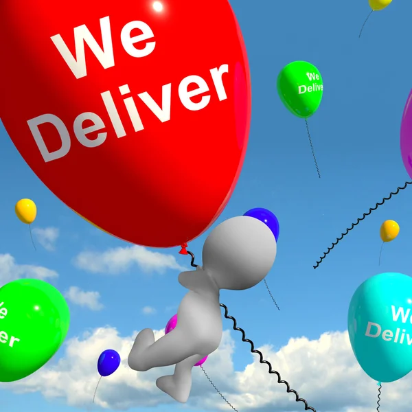 We Deliver Balloons Showing Delivery Shipping Service Or Logisti — Stock Photo, Image