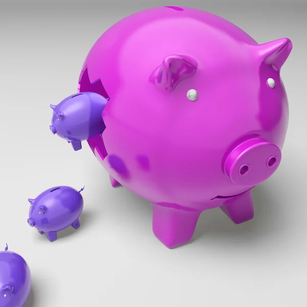 Piggybanks binnen spaarpot toont investering inkomsten — Stockfoto