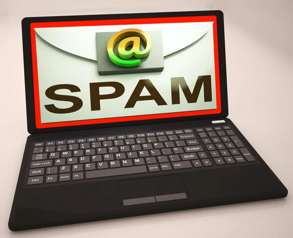 Spam-Mails auf Laptop zeigen Schadsoftware — Stockfoto