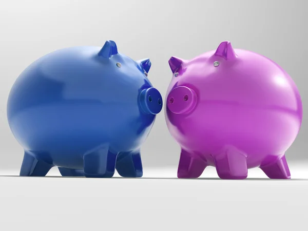 Pair Of Pigs Shows Savings Banking And Money — Stock Photo, Image