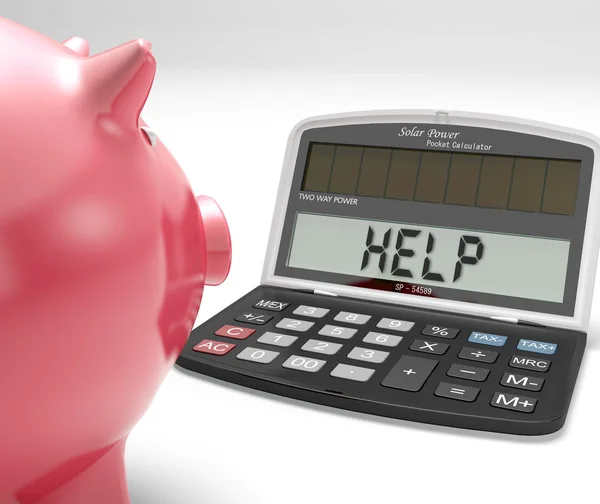 Pomoci kalkulačka ukazuje úspory a rozpočtování — ストック写真