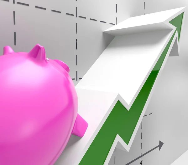 Climbing Piggy Shows Goals Success And Profit — Stock Photo, Image