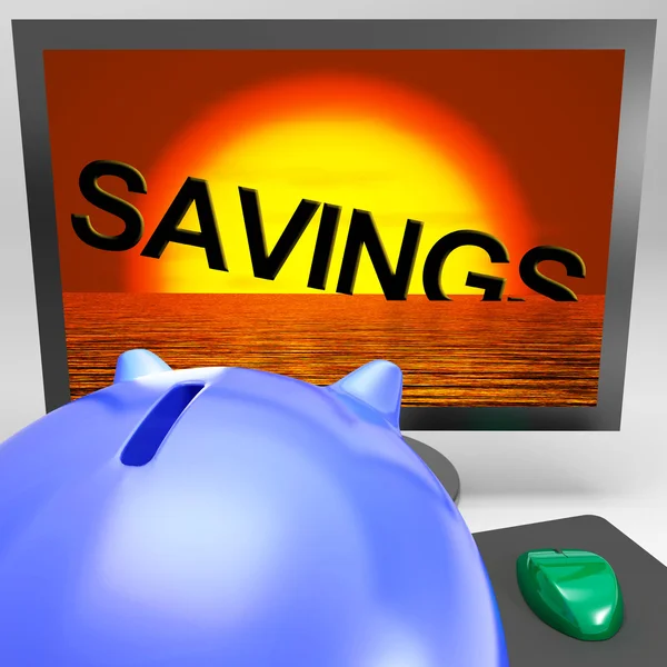 Savings Sinking On Monitor Showing Monetary Loss — Stock Photo, Image