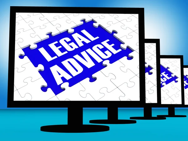 Právní poradenství na monitorech ukazuje právní konzultace — Stock fotografie