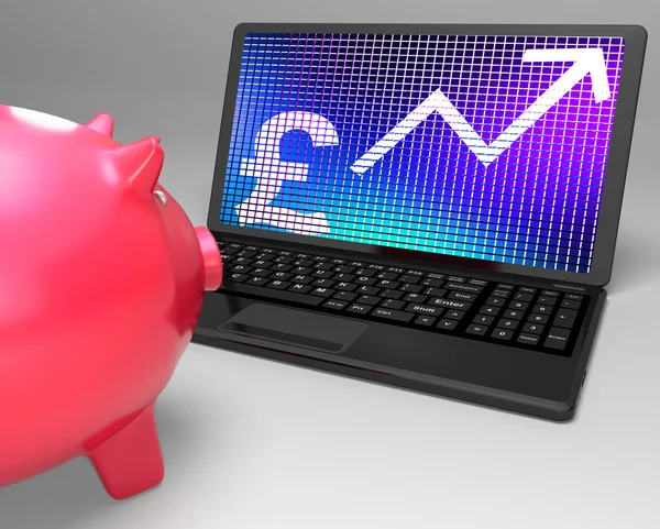 Pound Symbol On Laptop Showing Britain Increases — Stock Photo, Image