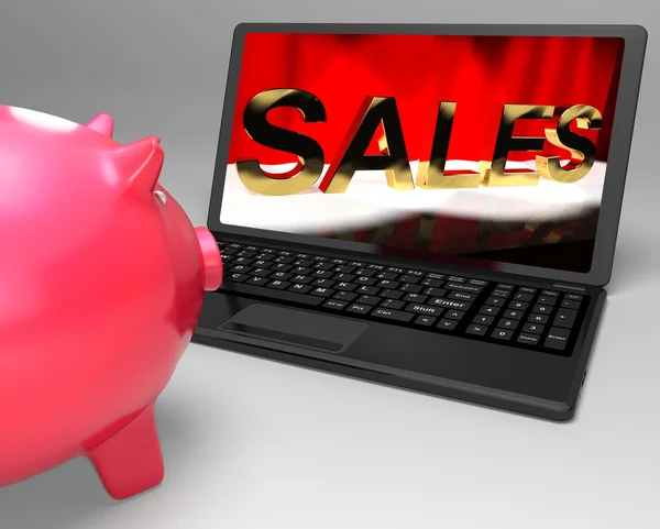 Sales On Laptop Showing Online Commerce — Stock Photo, Image