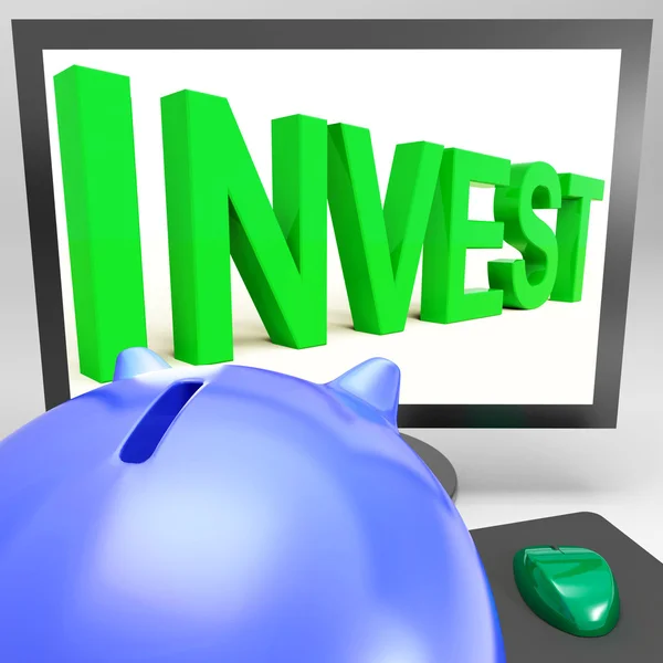 Invest On Monitor Shows Wealth Growth — Stock Photo, Image