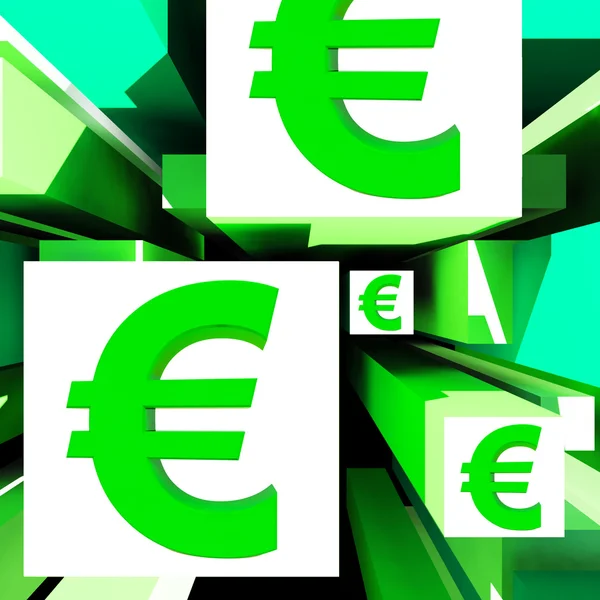 Euro Symbol On Cubes Shows European Profits — Stock Photo, Image