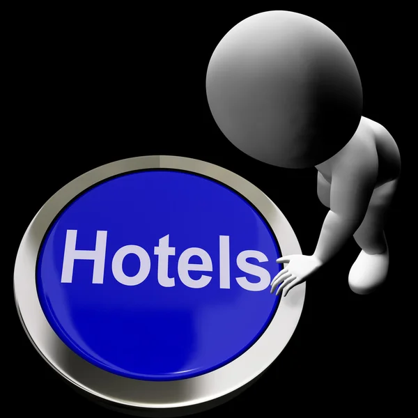 Hotel niebieski przycisk podróży i pokój — Zdjęcie stockowe