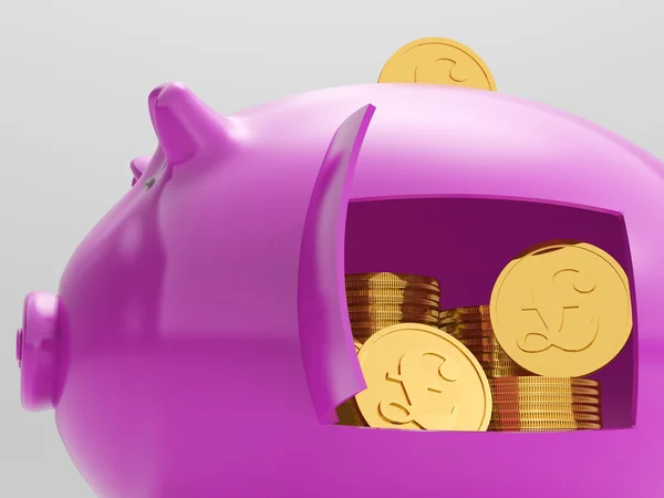 Pounds In Piggy Shows UK Financing Investment — Stock Photo, Image