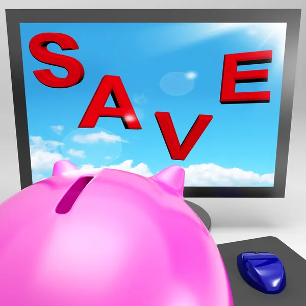 Save On Monitor Shows Big Promotions — Stock Photo, Image