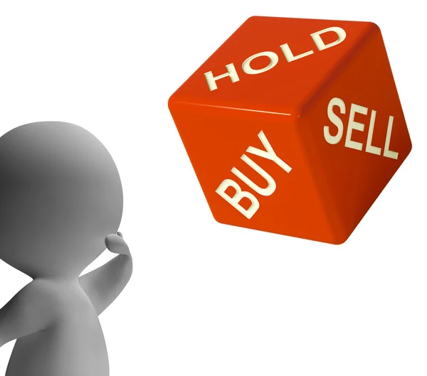 Acheter Hold And Sell Dice représente la stratégie des actions — Photo