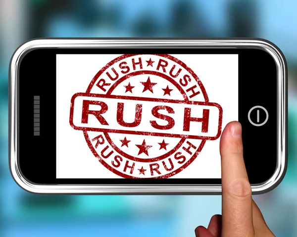 Rush op de smartphone weergegeven: snelheid — Stockfoto