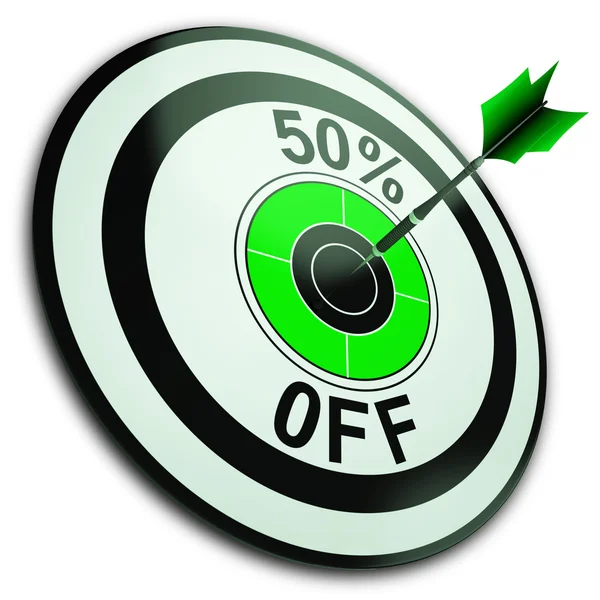 50 procent off pokazuje obniżenia ceny — Zdjęcie stockowe