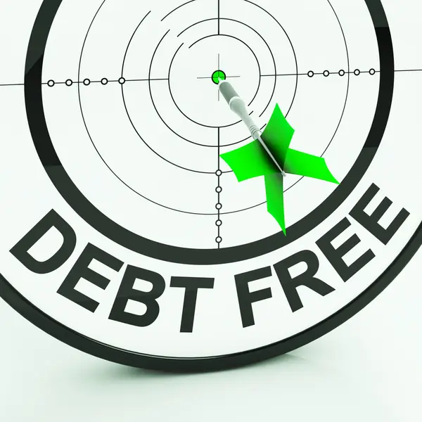 Debt Free Shows Wealth With Zero Loans — Stock Photo, Image