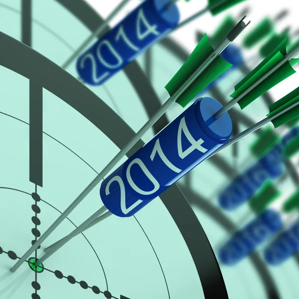 2014 Accurate Dart Target Shows Successful Future — Stock Photo, Image