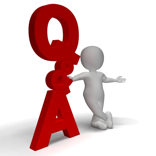 Domande e risposte Q & A Sign And 3d Character Is Symbol For Supp — Foto Stock